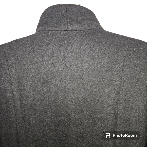 Vera Moda Wool Blend Black Mock Neck Belted Coat Sz M - Picture 3 of 14